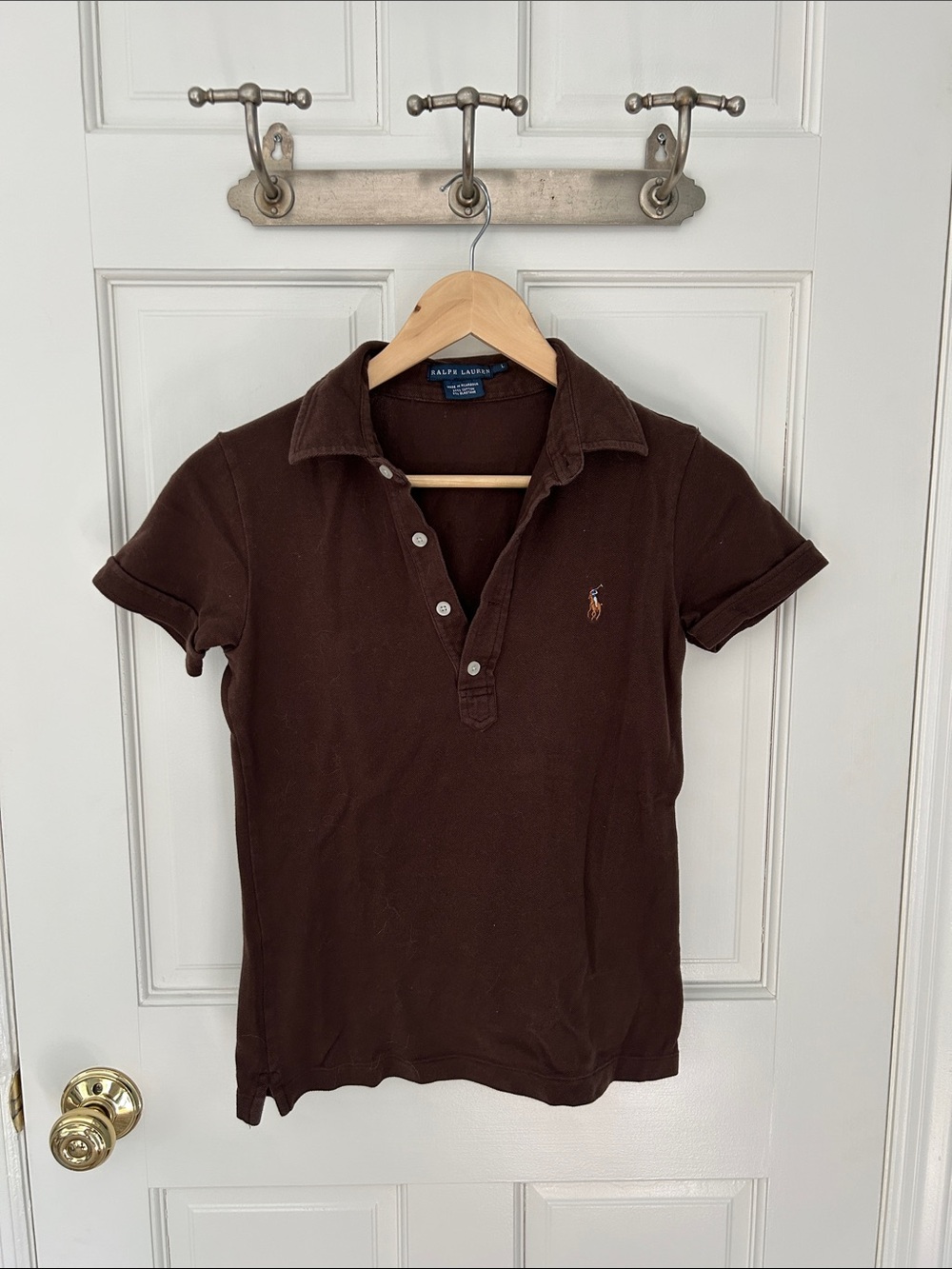 Ralph Lauren Brown Short-Sleeve Polo with Embroidered Pony L